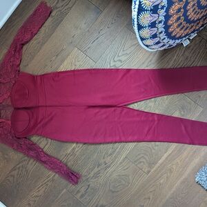 Elegant Burgundy Lace Jumpsuit